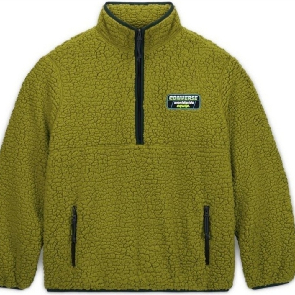 New Converse Green Plush Cozy Hoodie with Logo Patch XXL